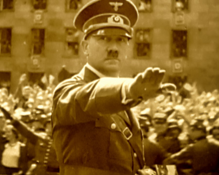 Adolf Hitler Nazi salutes the crowds in Berlin, 1940.